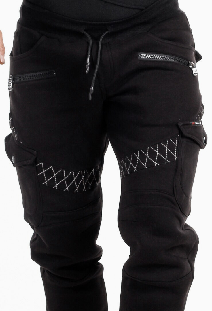 Spodnie Bawełniane Dresowe Joggery Cipo Baxx Bojówki Cargo Kieszenie Zamki cr111 - obrazek 6