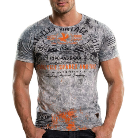 T-shirt koszulka bawełniana Cipo Baxx Męski Rock Design Motor Racing ct310