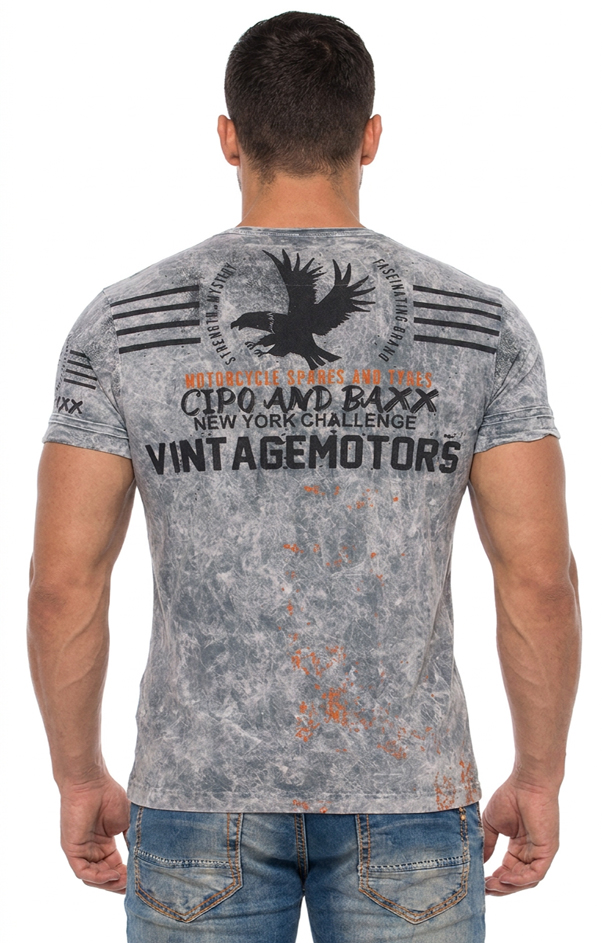 T-shirt koszulka bawełniana Cipo Baxx Męski Rock Design Motor Racing ct310 - obrazek 4