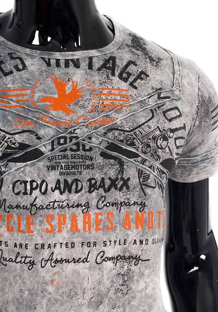T-shirt koszulka bawełniana Cipo Baxx Męski Rock Design Motor Racing ct310 - obrazek 5