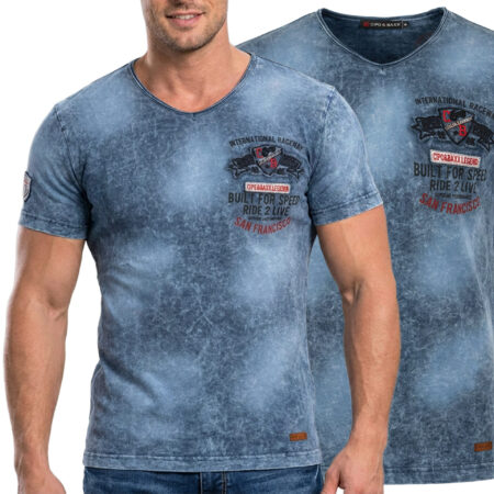 T-shirt koszulka bawełniana Cipo Baxx Męski Rock Design San Fransico Skull ct503
