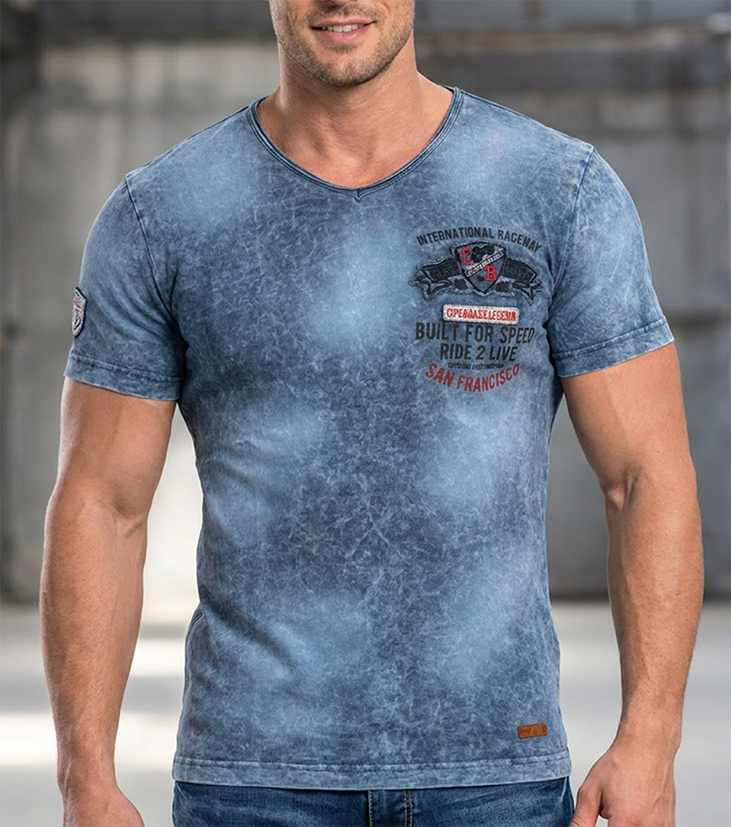 T-shirt koszulka bawełniana Cipo Baxx Męski Rock Design San Fransico Skull ct503 - obrazek 4