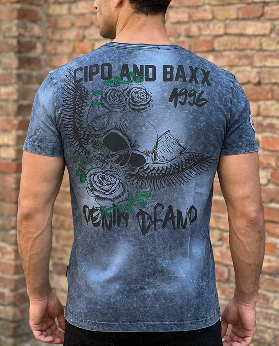 T-shirt koszulka bawełniana Cipo Baxx Męski Rock Design San Fransico Skull ct503 - obrazek 6