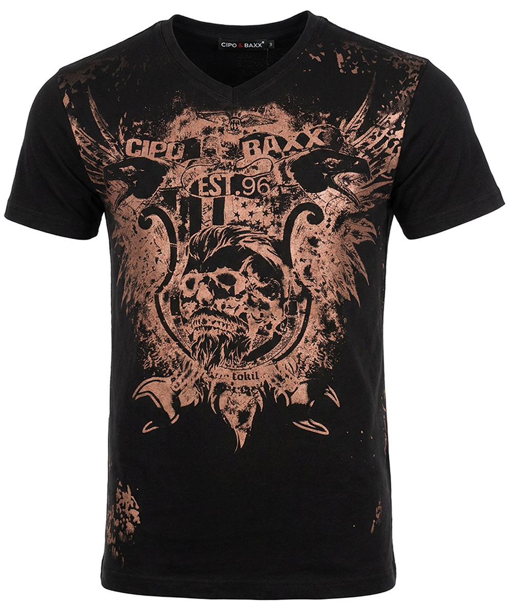 T-shirt koszulka bawełniana Cipo Baxx Męski Rock Design z motywem orła ct856 - obrazek 4