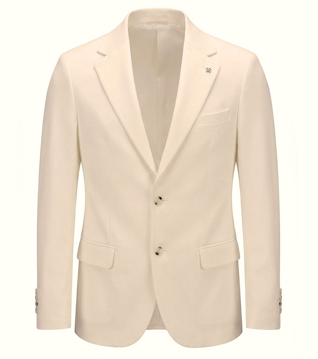 Marynarka Męska Biznesowa Klasyczna Wizytowa Elegancka Casual 30113 ecru - obrazek 3