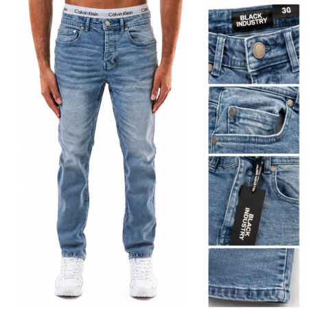 Spodnie Jeansy Przecierane Cieniowane Marmurki Zwężane Slim fit Elastyczne bl117