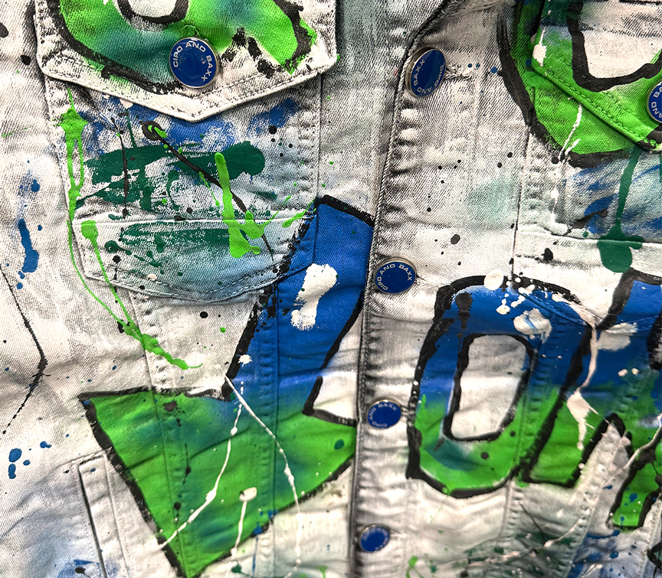 Katana Kurtka Męska Cipo Baxx Jeans Malowana z efektownym wzorem graffiti cj254 - obrazek 6