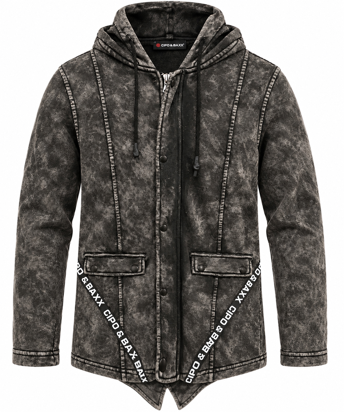 Bluza Męska Cipo Baxx Długa Przedłużana z Kapturem Mazana w stylu vintage cl257a - obrazek 2