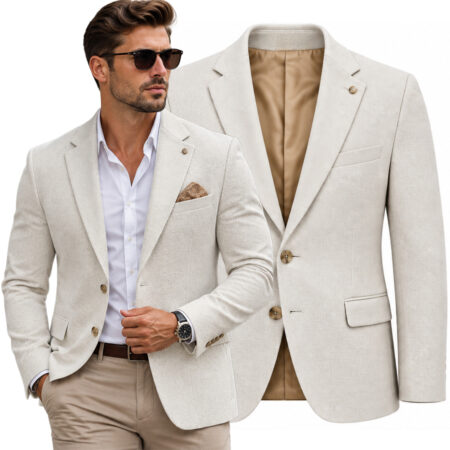 Marynarka Męska Biznesowa Klasyczna Wizytowa Elegancka Casual Beżowa skr-beige