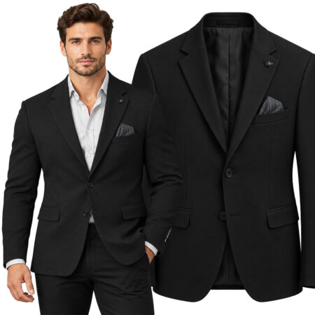 Marynarka Męska Biznesowa Klasyczna Wizytowa Elegancka Casual Czarna skr-black