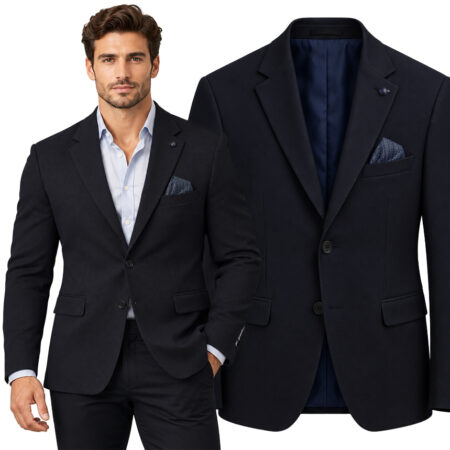 Marynarka Męska Biznesowa Klasyczna Wizytowa Elegancka Casual Granatowa skr-navy